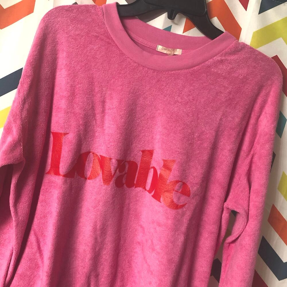 Daydream Nation Pink Red Lovable Couch Chaser Long Sleeve Sweatshirt Size XS